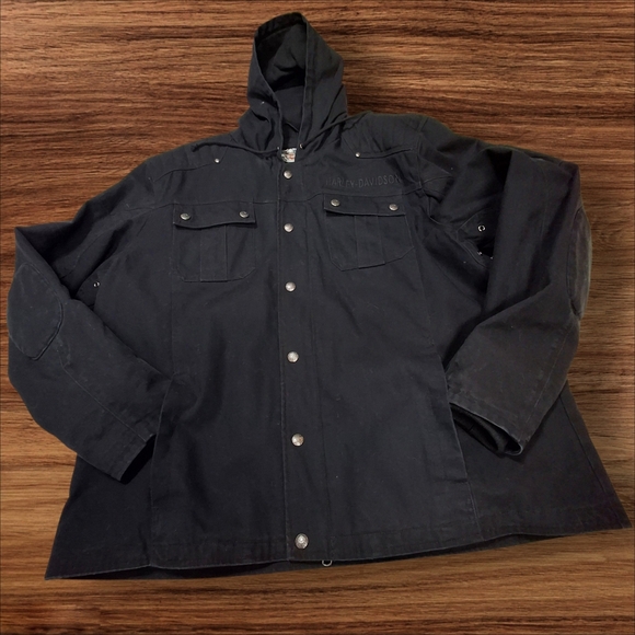 Harley Davidson 97429 Grind Hooded Workwear Black Casual Jacket  Men Size 3XL - Picture 6 of 16